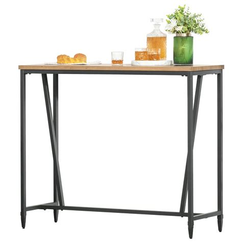 Homcom Rustic Industrial Bar Table With Metal Legs And Large Tabletop