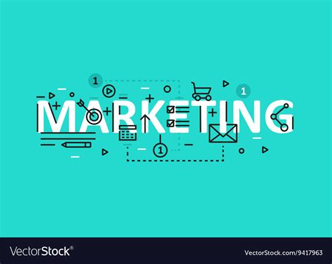 Marketing Concept Flat Line Design With Icons And Vector Image