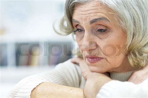 Sad Senior Woman Stock Image Colourbox