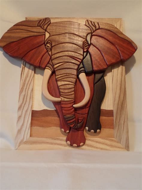 African Elephant Wall Art Intarsia Wood Patterns