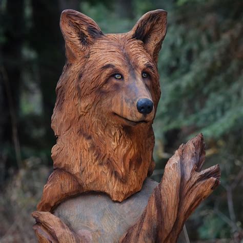 Jeff May Beautiful Carved Wolf Head
