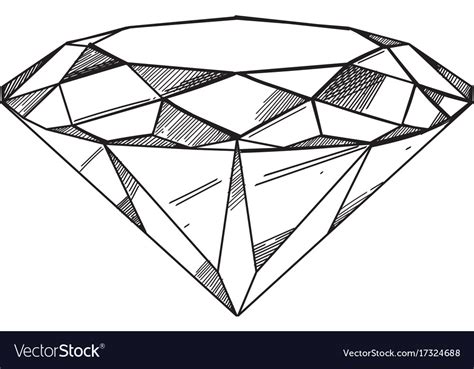 Hand Drawn Diamond Outline Isolated On White Vector Image