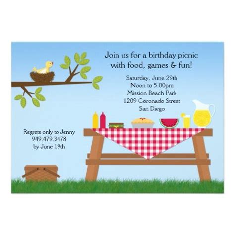 Picnic Birthday Party Invitation Zazzle Convite De Aniversário