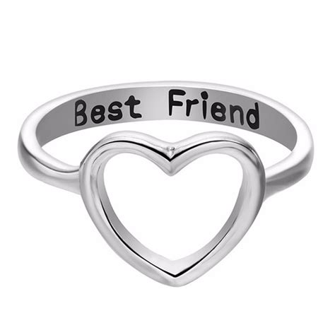 Women Love Heart Best Friend Ring Promise Jewelry Friendship Rings