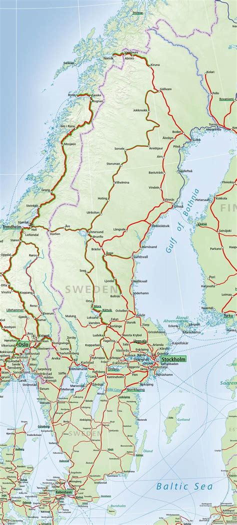 Sweden Rail Map Rail Map Of Sweden Northern Europe Europe