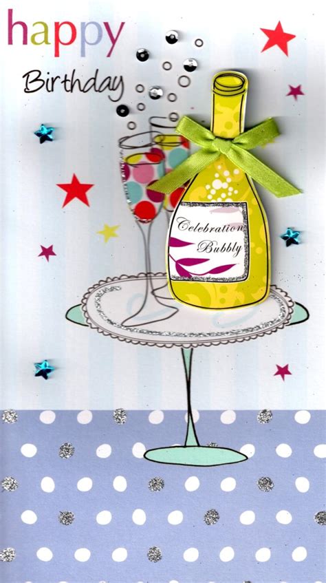 Blue illustrated birthday brother in law card. Bubbly Pretty Happy Birthday Greeting Card | Cards