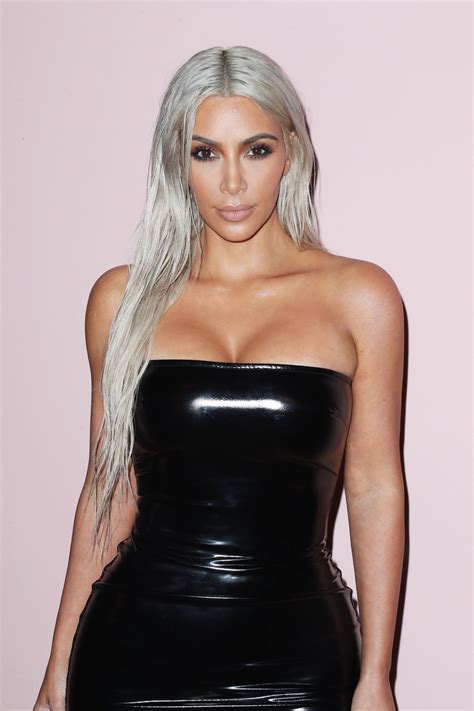 Kim Kardasahian Debuted A Center Separated Curtain Of Silver Y Platinum