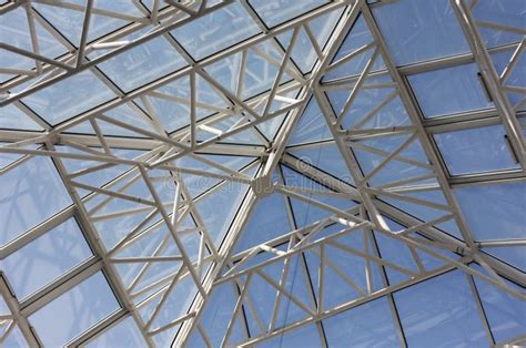 Contemporary Roof Structure With Glass Stock Image Image Of Hall Blue 13641391