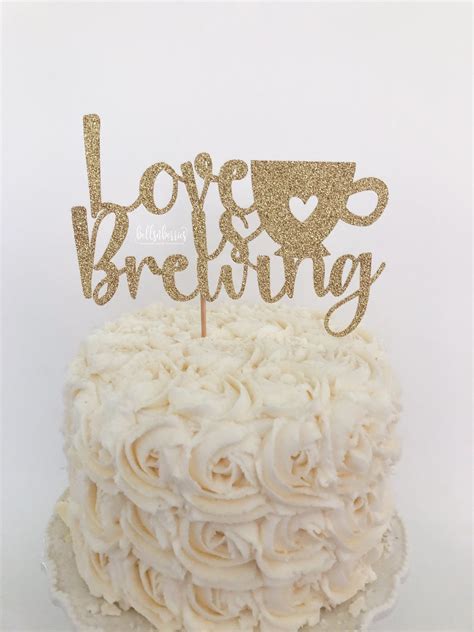 Love Is Brewing Cake Topper Coffee Themed Bridal Shower Etsy 日本