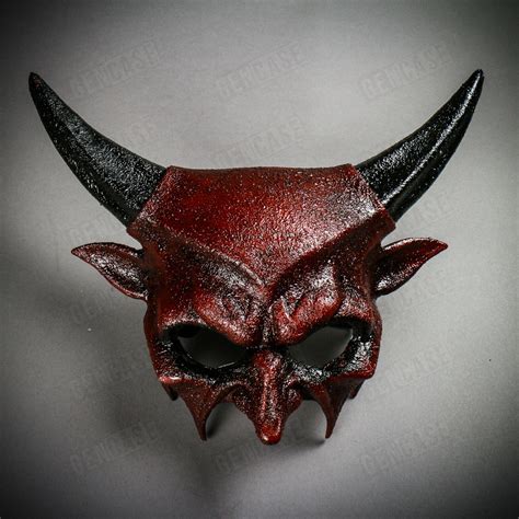 Bloody Red Scary Devil Mask Black Horn Cosplay Costume Halloween