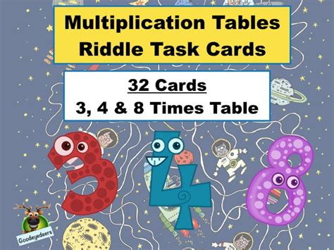 Maths Riddles Task Cards Multipication Tables 34 And 8 Teaching