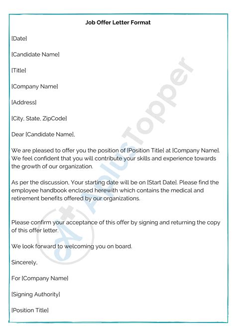 Offer Letter Format Job Offer Letter Format Samples Template Examples