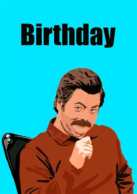 Funny Tv Parks And Rec Ron Swanson Birthday Card For Manly Men Who Like Meat Thortful