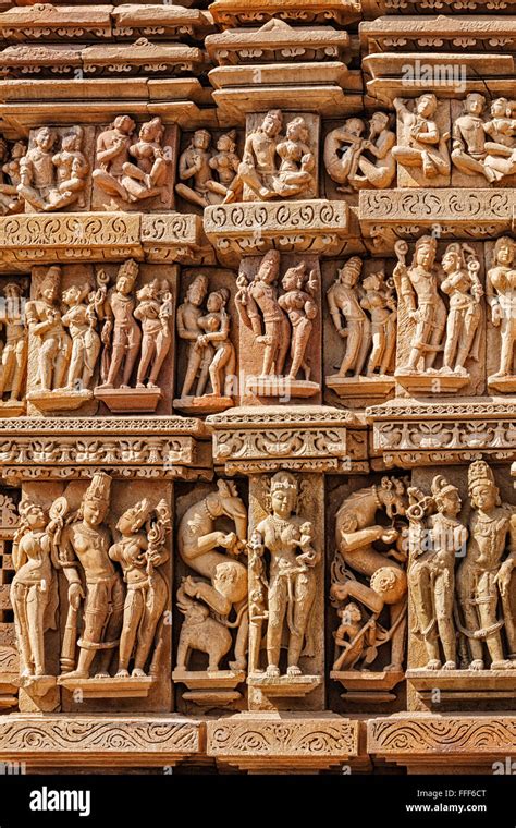 Sculptures On Khajuraho Temples Stock Photo Alamy