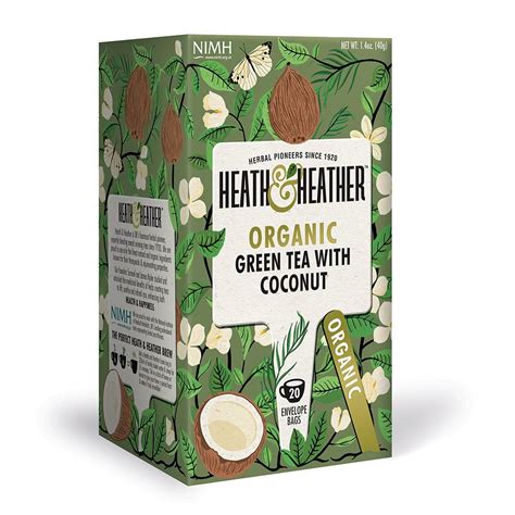 Heath And Heather Organic Green Tea With Coconut 2 X 20 Bags Organic Tea