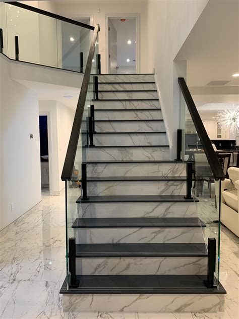 Glass Railing For A Marble Staircase Staircase Design Modern Stairs