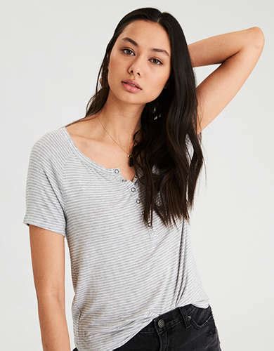 womens henley shirts american eagle outfitters