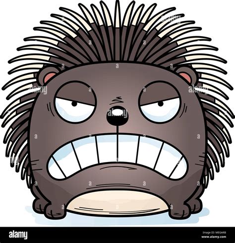 A Cartoon Illustration Of A Porcupine With An Angry Expression Stock