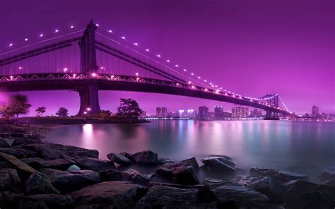 River City Lights Brooklyn Bridge Park Reflections 8k 4k Night