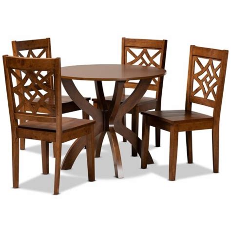 Bowery Hill Walnut Brown Finished Wood 5 Piece Dining Set 1 Smiths