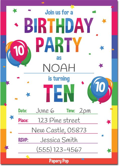 Shop 10 years old 10th birthday stickers created by independent artists from around the globe. 10 Year Old Birthday Party Invitations with Envelopes (15 Count) - Kid - Papery Pop