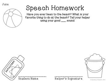 Summer Articulation Homework Packet By My Speechie Dreams Tpt