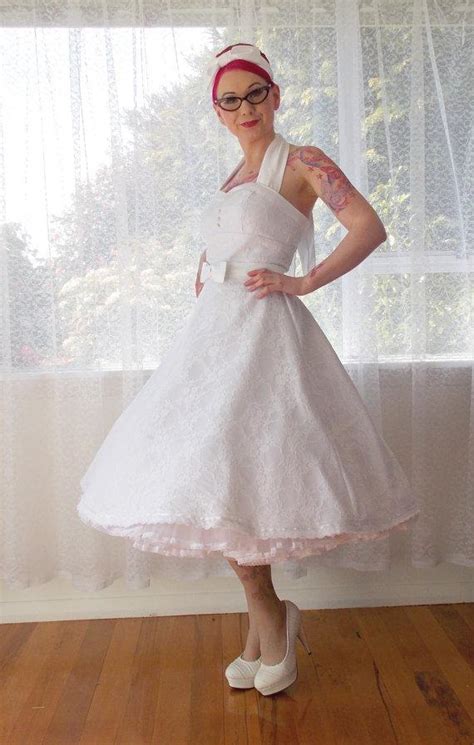 1950s Rockabilly Wedding Dress Clarissa With Lace Overlay Sweetheart