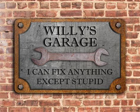 Custom Garage Sign Personalized Workshop Sign Can T Fix Etsy Custom