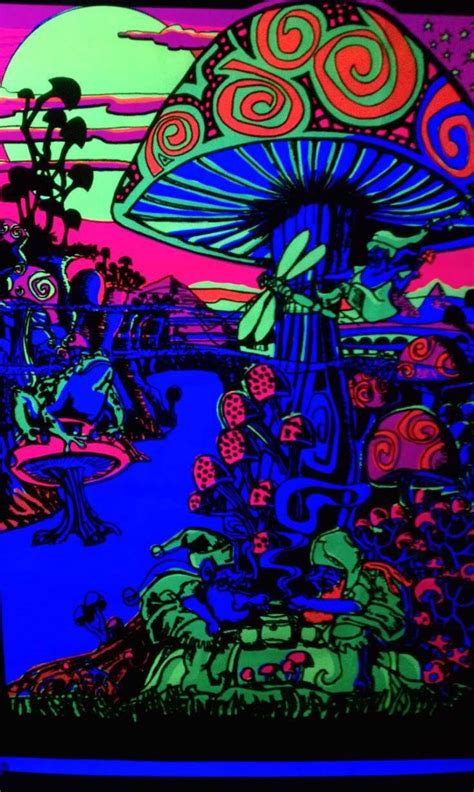 🌀 Straight Trippy 🌀 Psychedelic Poster Black Light Posters Mushroom Art