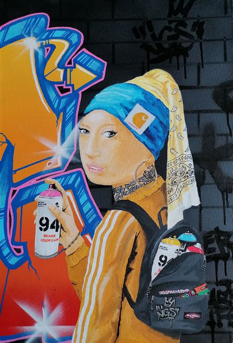 La Jeune Fille à la perle JgSprayArt Street art détournement Etsy France