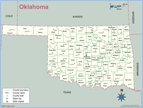 Oklahoma County Outline Wall Map By Maps Com Mapsales