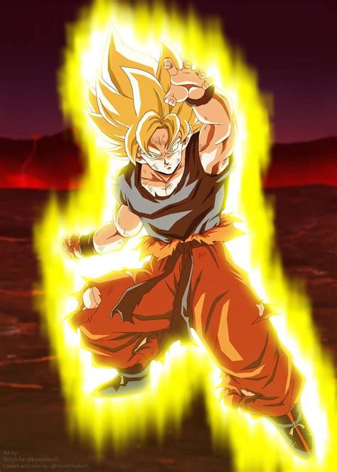 Son Goku Super Saiyajin Aura Poster By Hiroshiianabamodder On Deviantart Dragon Ball Super