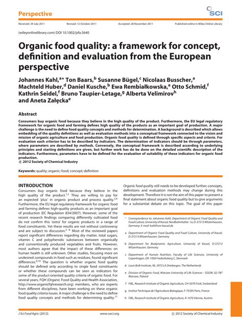 Many people will answer for their health, to avoid putting chemicals (in the form of pesticide residue) in their bodies. (PDF) Organic food quality: A framework for concept ...