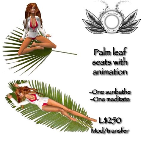 Second Life Marketplace Palm Leaf Seats With Sunbathing And Meditating