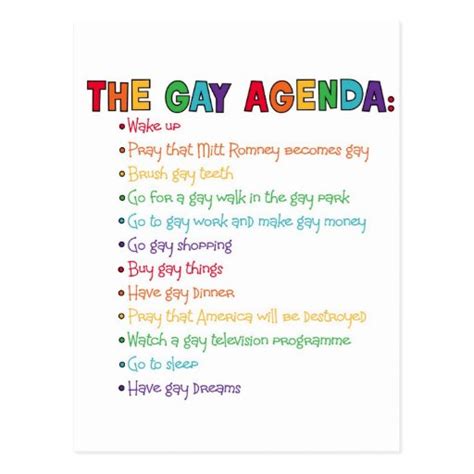 The Gay Agenda Postcard Zazzle
