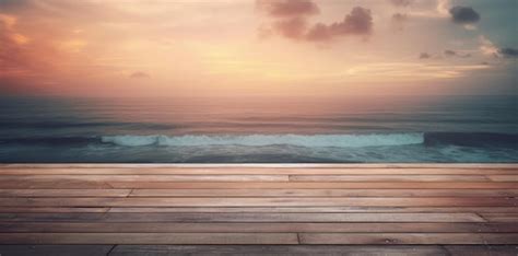 Premium Ai Image Wooden Floor With A Sunset Background