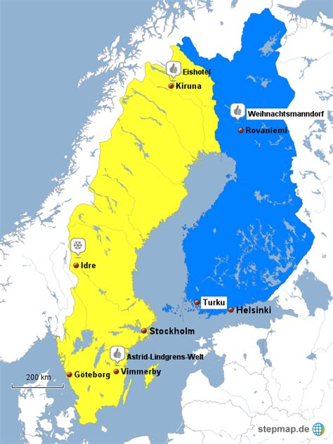 Schweden Finnland Von Schwedenfinnland Landkarte Für Skandinavien
