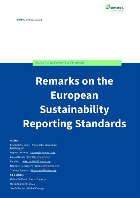 Remarks On The Drafts European Sustainability Reporting Standards Esrs