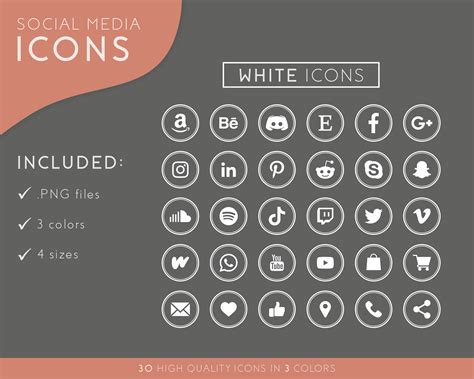 Social Media Icons Business Card Icons Minimal Icons Simple Etsy