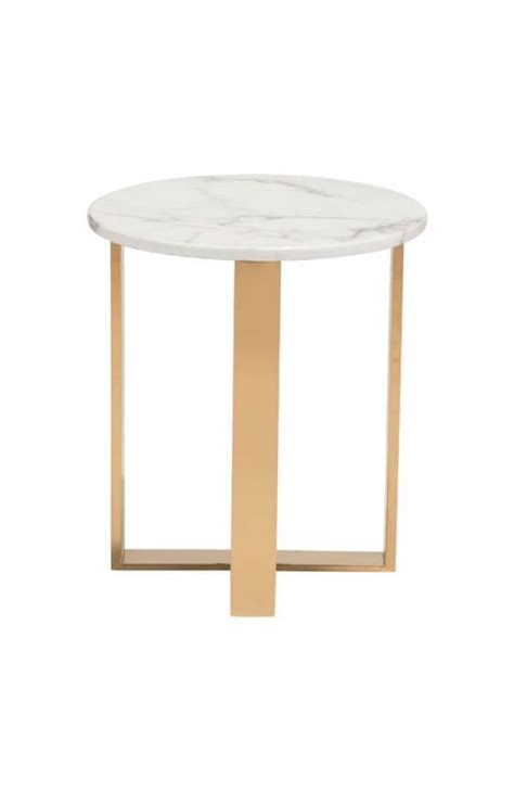 White Marble Gold Side Table Modern Furniture Brickell Collection