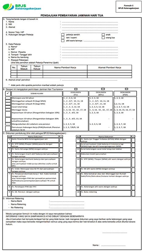 Formulir Pendaftaran Bpjs Ketenagakerjaan Format Excel