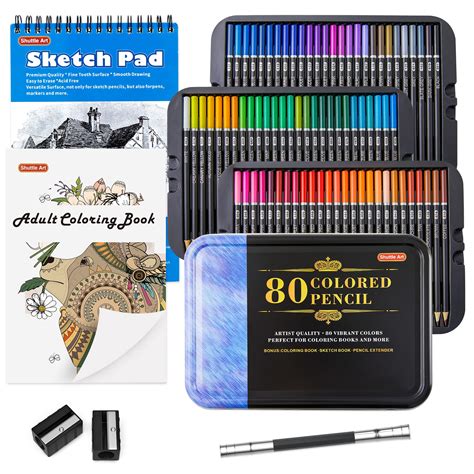 Buy 80 Colored Pencils Shuttle Art Soft Core Coloring Pencils With