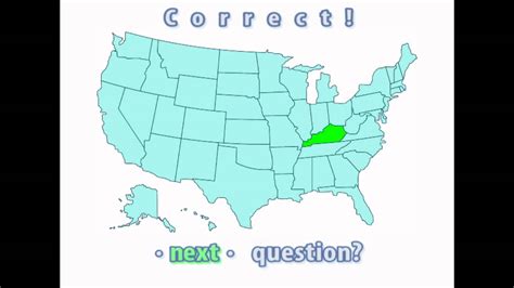 Interactive United States Map Quiz Correct Kentucky