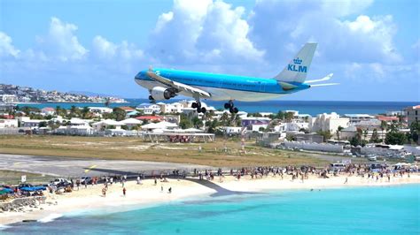 Maho Beach Aircraft Jet Blast St Maarten Airport Youtube