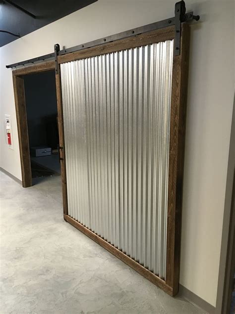 Corrugated Metal And Rough Sawn Ship Lapped Wood Sliding Barn Door