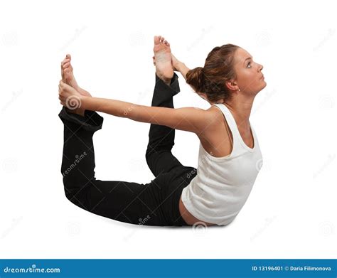 Beautiful Girl Doing Yoga Isolated Over White Stock Image Image Of