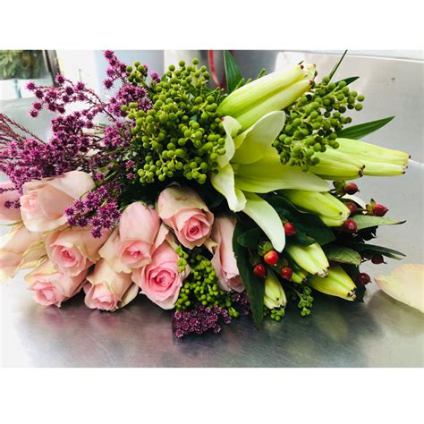 Mixed Bunch Pink Roses And Lilies Garden Gate Florist