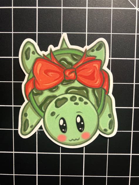 Cute Turtle Sticker Cute Animal Sticker Waterproof 2x2 Etsy