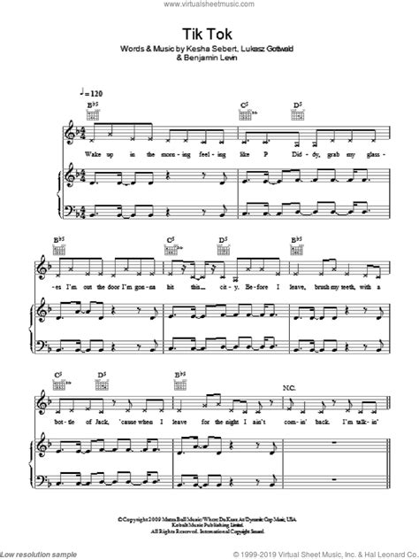 Популярная и новая музыка из тик ток (tik tok) 2021 года, новинки. Kesha - Tik Tok sheet music for voice, piano or guitar PDF