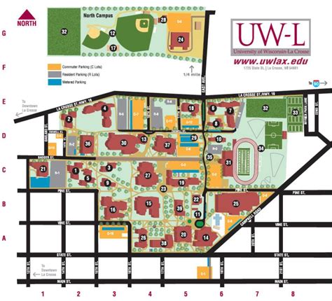 Uw L Map Printable Version Campus Map La Crosse Wisconsin